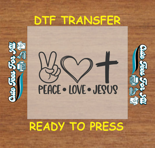 Peace hand sign, heart, and cross with text “Peace • Love • Jesus”