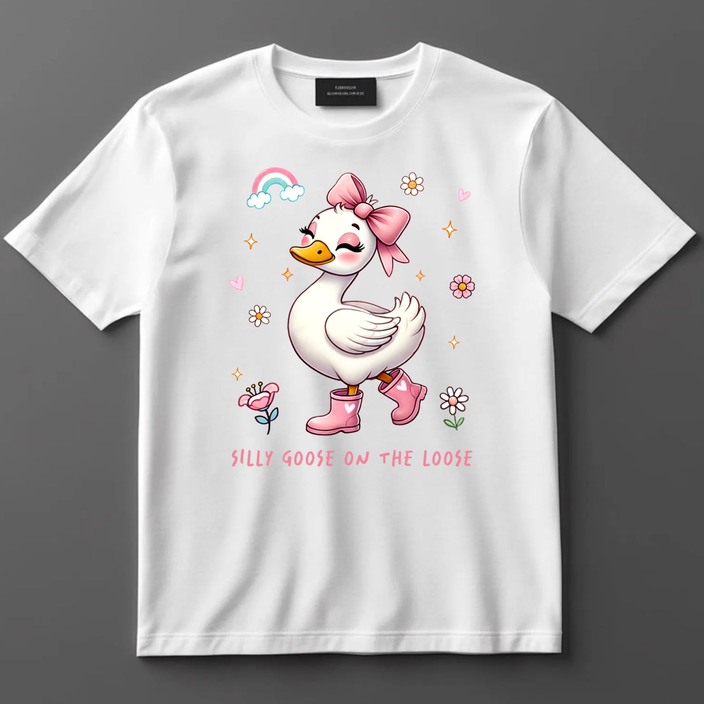 Funny DTF Transfer Iron On Heat Transfer - Ready to Press, Silly Goose on the Loose DTF Transfer 9951