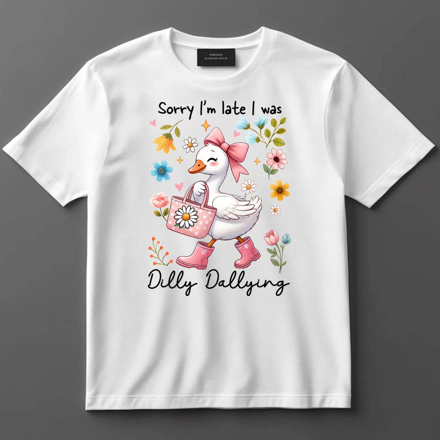 Funny DTF Transfer Iron On Heat Transfer - Ready to Press, Dilly Dallying Goose DTF Transfer 9955