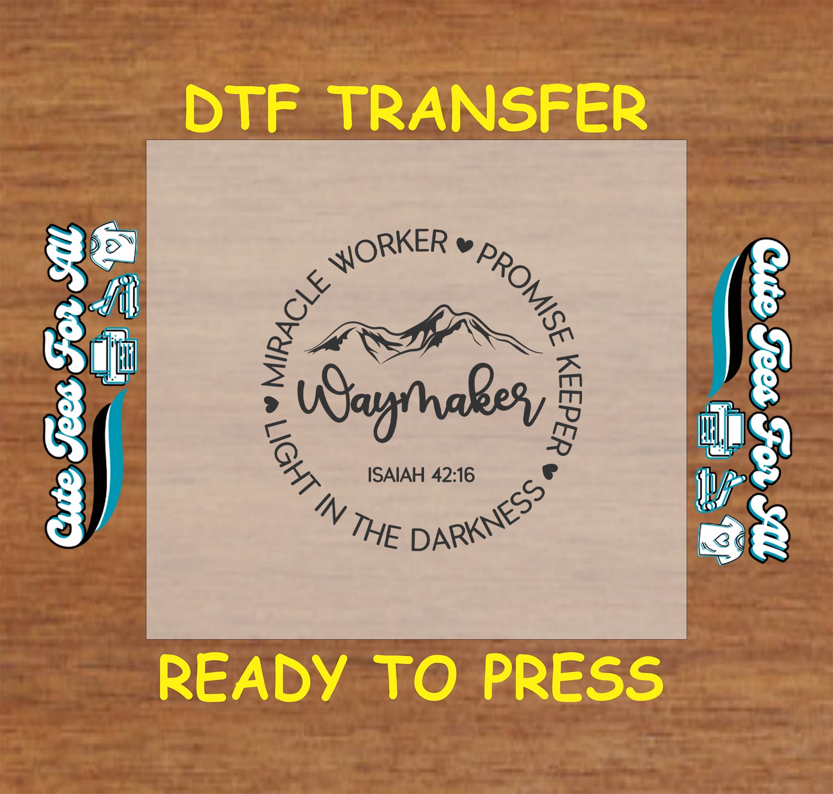 Waymaker Christian graphic with mountain and text “Isaiah 42:16,” Promise Keeper, Miracle Worker.