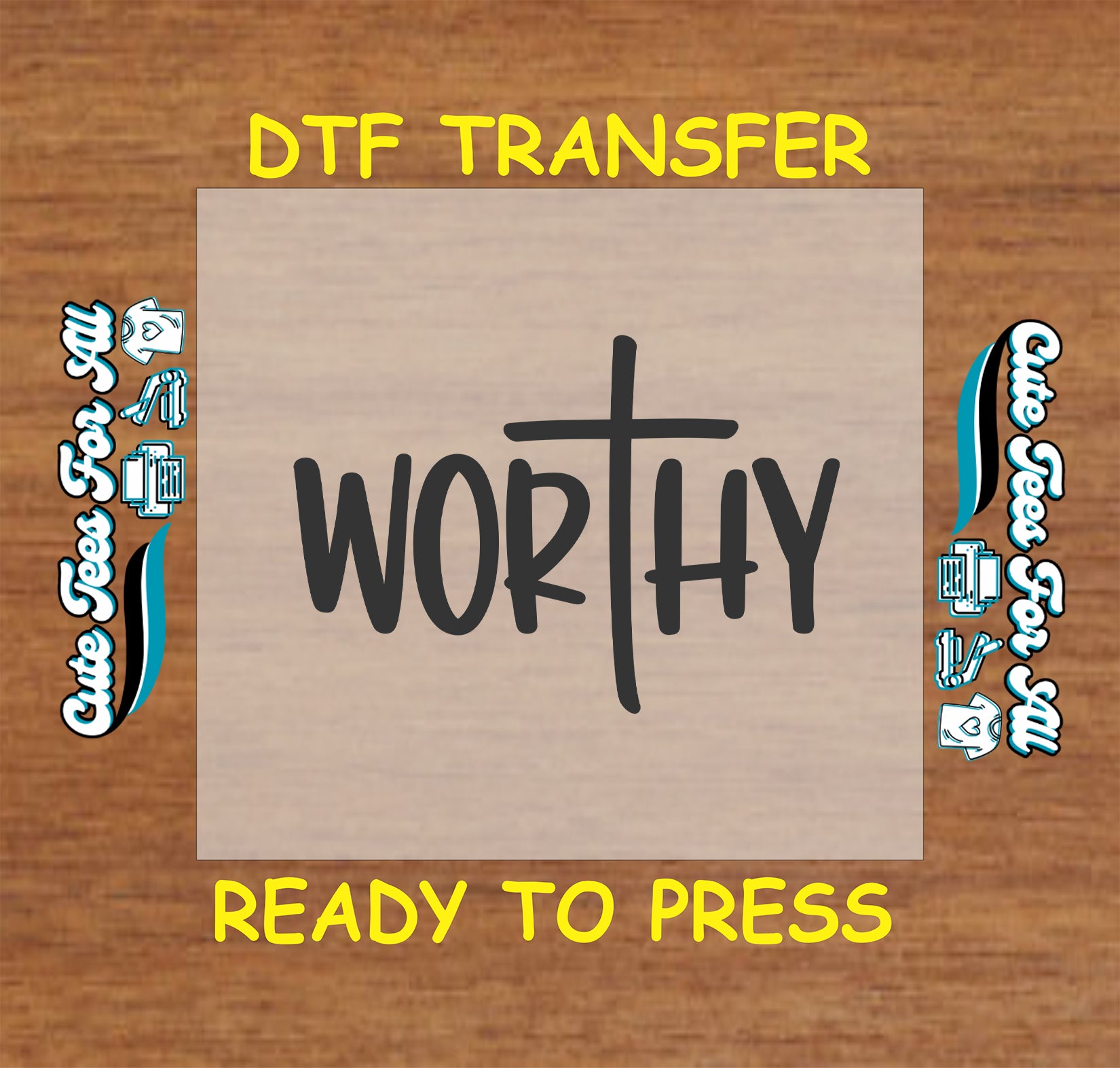 Word “Worthy” with the letter “T” shaped as a Christian cross.