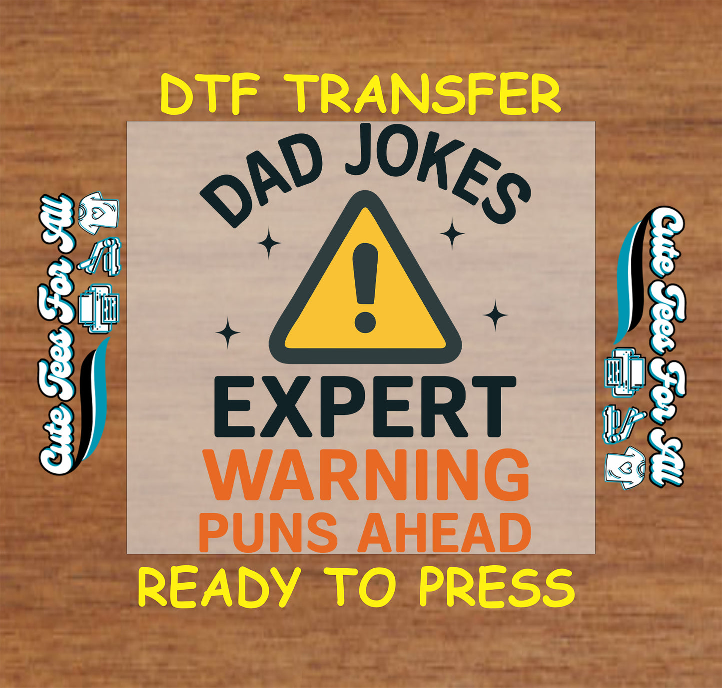 Dad Jokes Expert with warning sign and text “Warning: Puns Ahead” in black and orange.