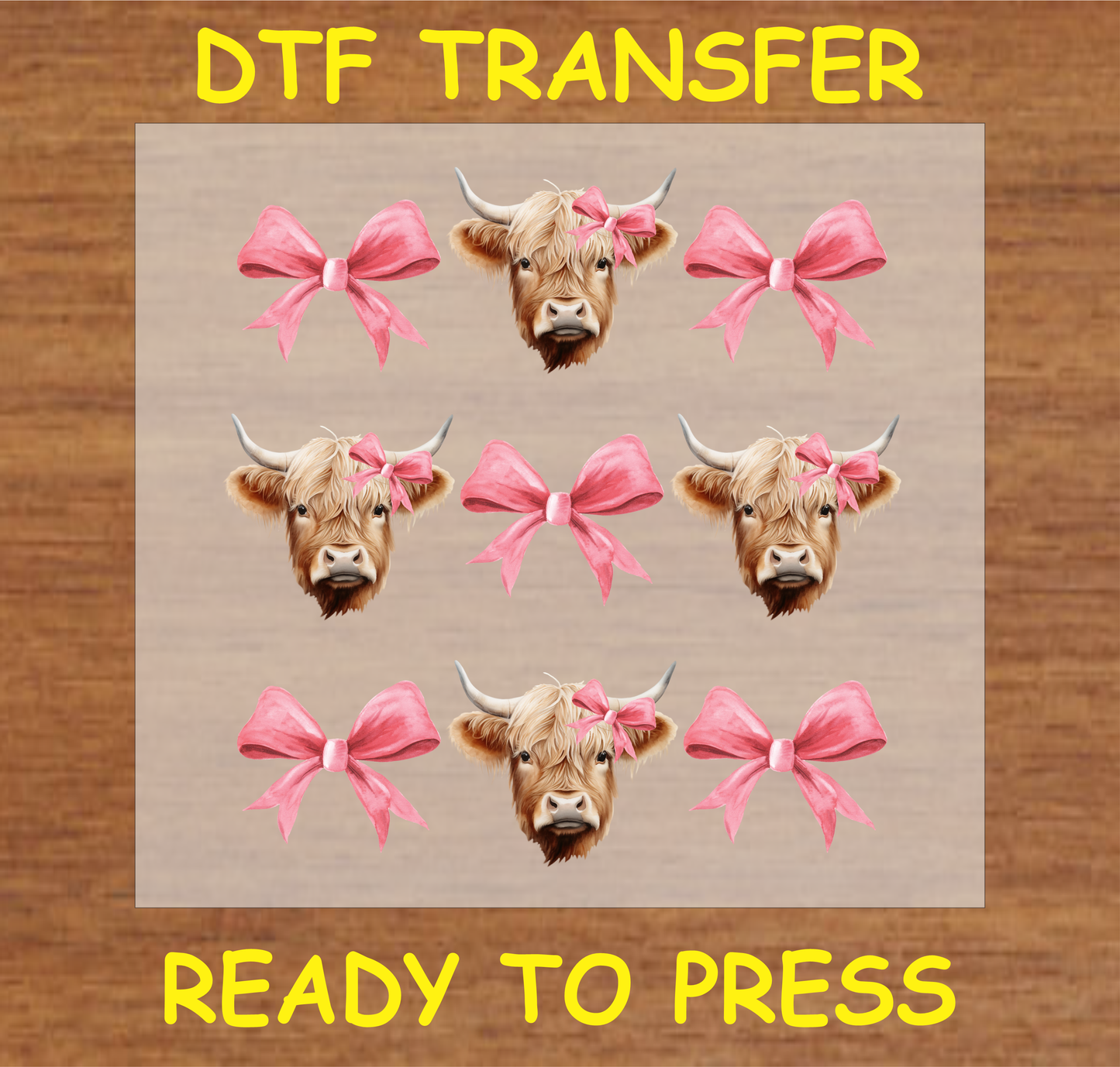 Highland Cows Bows C qu ette Dtf Transfer - Ready To Press A1592