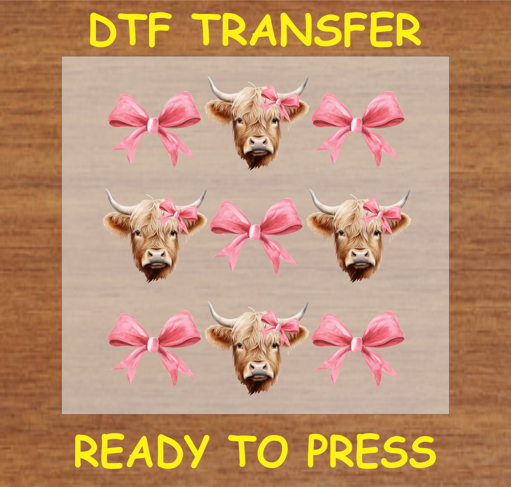 Highland Cows Bows C qu ette Dtf Transfer - Ready To Press A1592