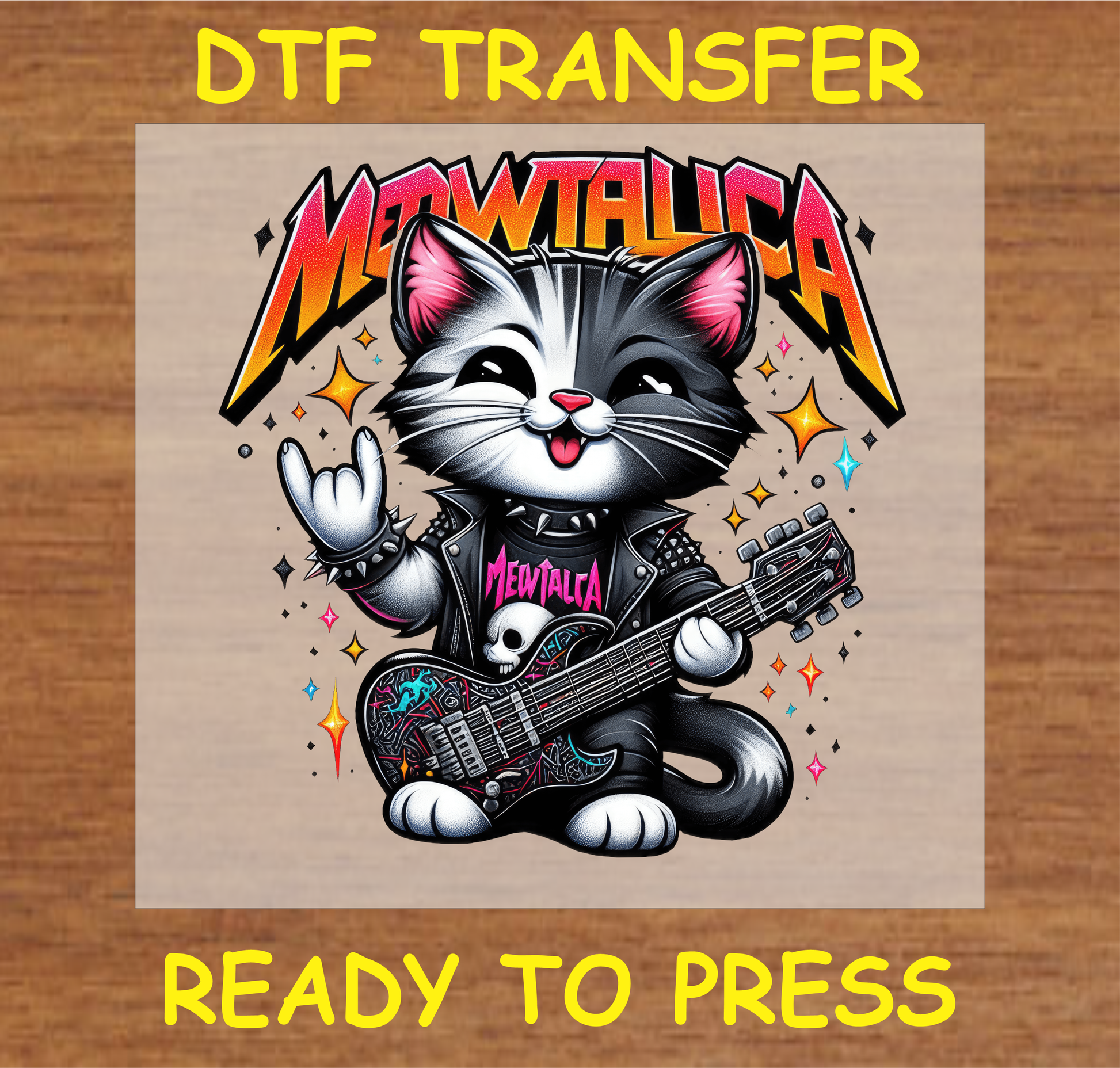 Meowtalica Rock Cat Dtf Transfer - Ready To Press A1598