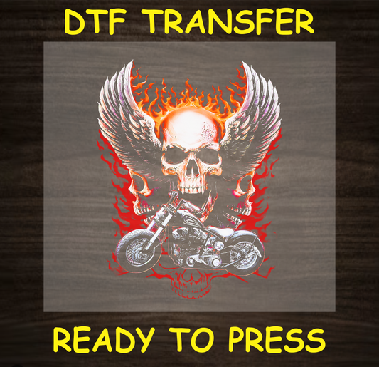 Flaming Skulls Dtf Transfer - Ready To Press A1669