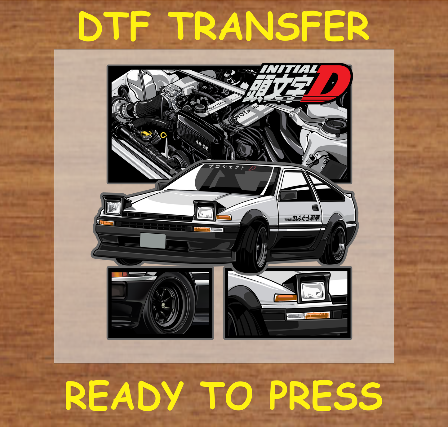 Initial D Car Dtf Transfer - Ready To Press A1689