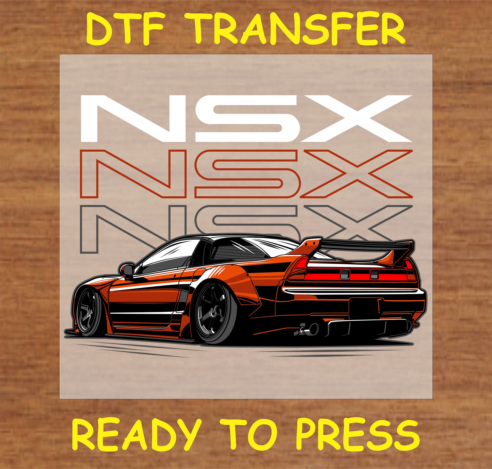 "DTF Transfer featuring a sleek NSX car design"