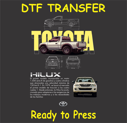 "DTF transfer design featuring a detailed pickup truck ready for application"