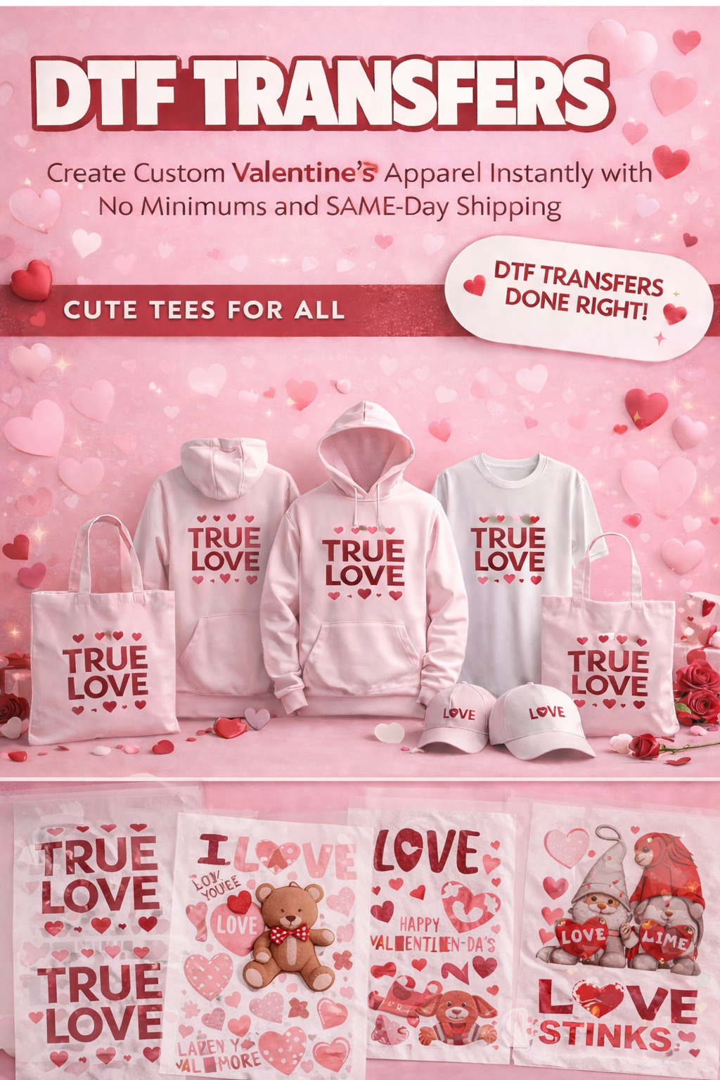 DTF transfers on apparel and accessories