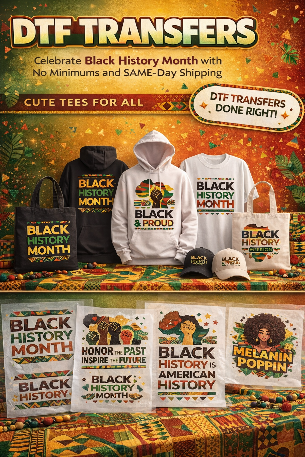 DTF transfers on apparel and accessories