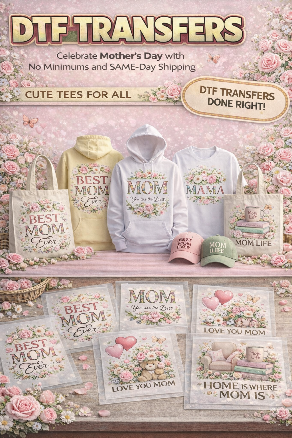 DTF transfers on apparel and accessories