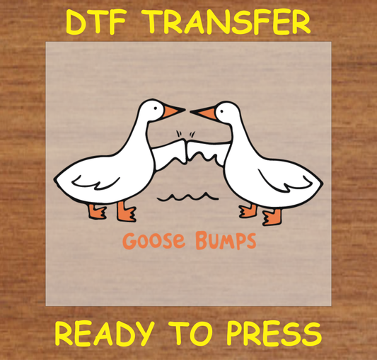 DTF Transfer Goose Bumps Design with Cartoon Geese, Ready to Press
