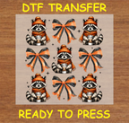 Cozy Animal & Bow Raccoon Fall DTF Iron On Heat Transfer - Ready to Press a2180