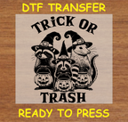 Trick or Trash Racoon Halloween DTF Iron On Heat Transfer - Ready to Press a2181