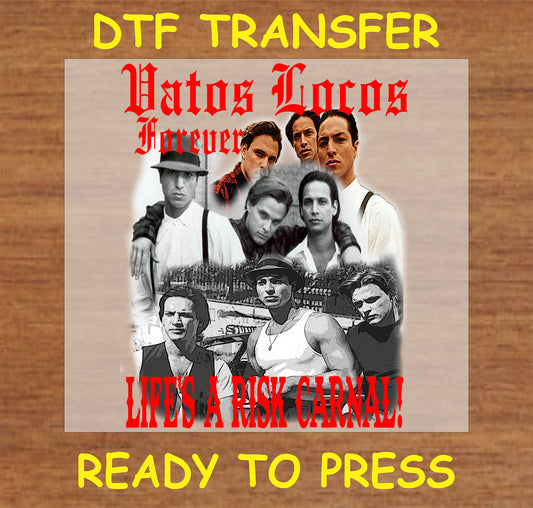 "DTF transfer design featuring iconic imagery of the revolutionary figure."
