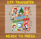 Blue Dog and friends Christmas DTF Transfer - Ready to Press C072