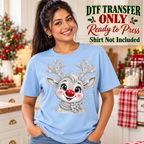 Christmas Reindeer Sparkle Portrait DTF Transfer 16560