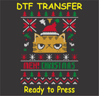 Meh Christmas Grumpy Cat - Christmas DTF Transfer Iron On Heat Transfer - Ready to Press e246