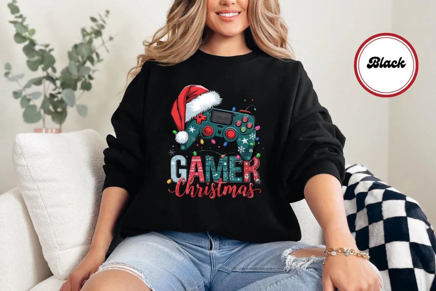 "Gamer Christmas" Sweatshirt – Festive Gaming Controller Holiday Sweater 655 - 11