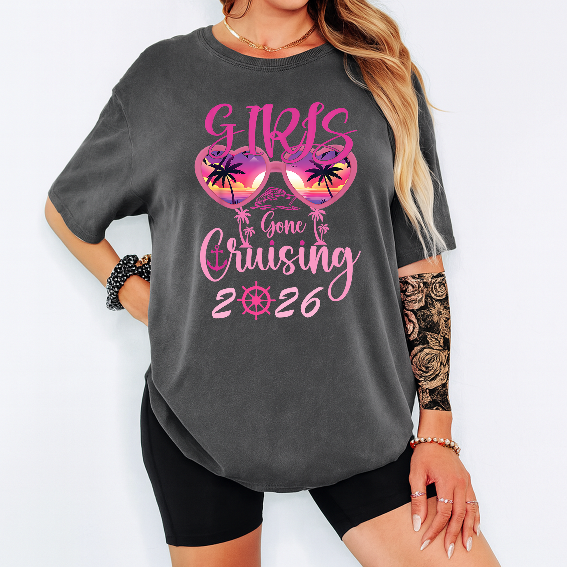 women wearing gray shirt with girls gone cruising 2026 design 