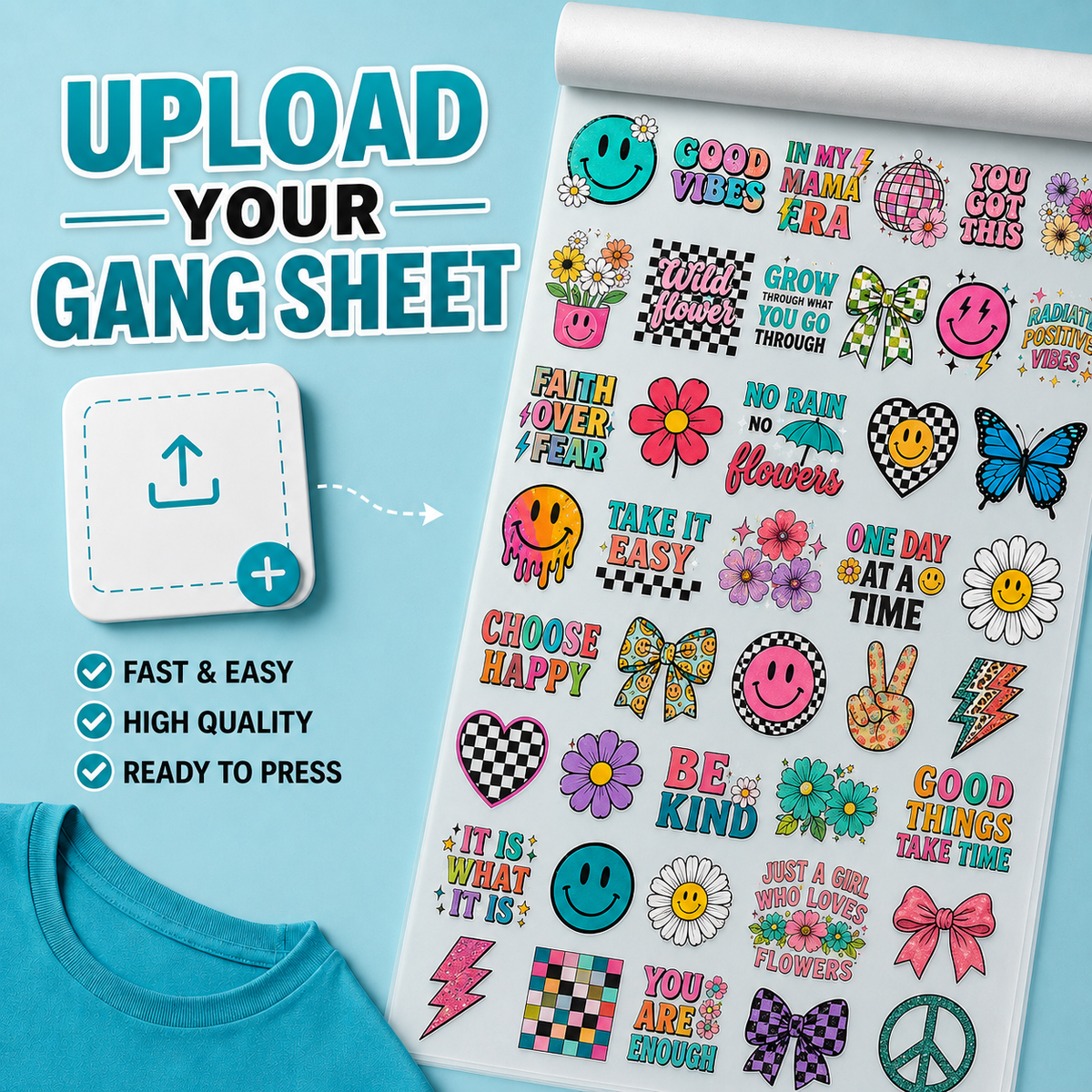 upload your custom dtf gang sheet